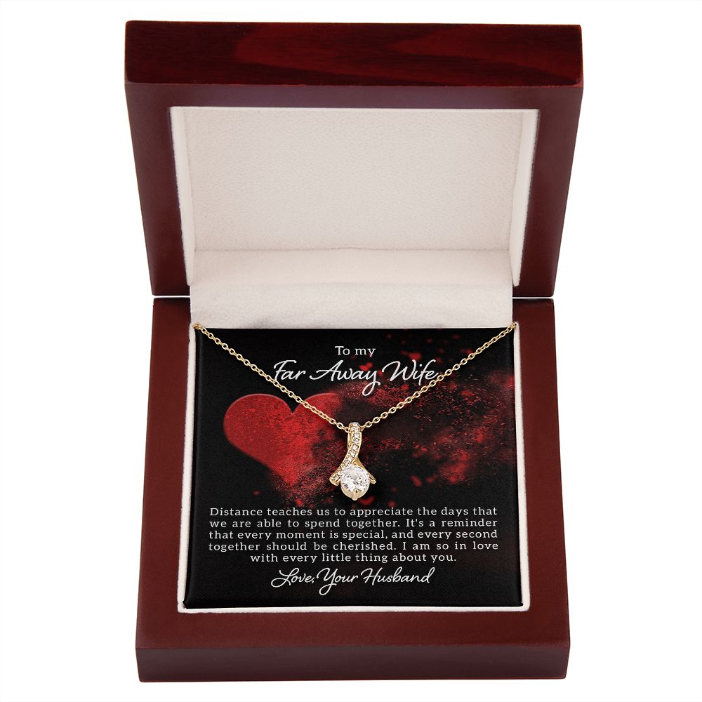 To My Wife Distance Teaches Us Alluring Ribbon Necklace Message Card-Express Your Love Gifts