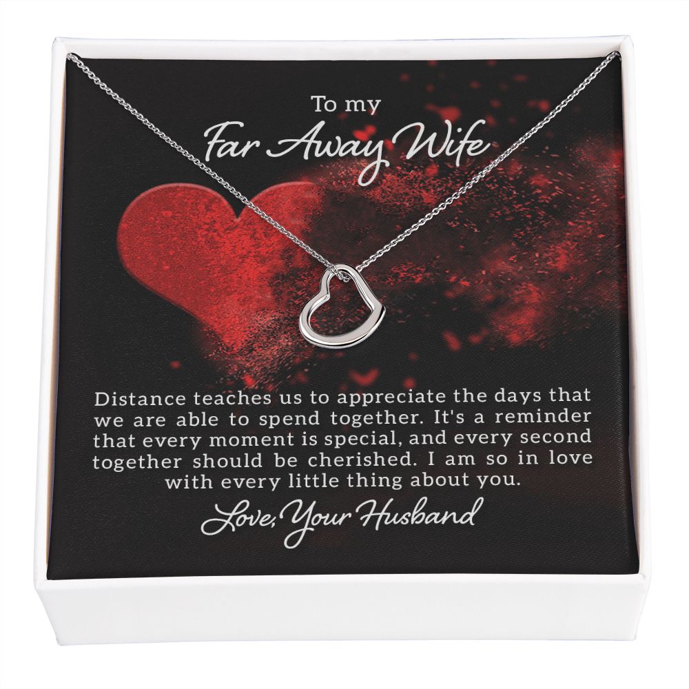 To My Wife Distance Teaches Us Delicate Heart Necklace-Express Your Love Gifts