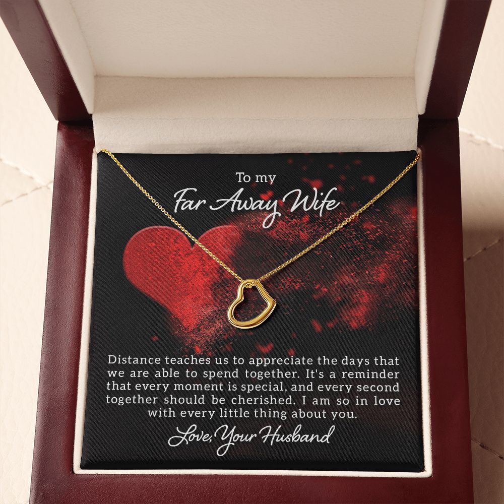 To My Wife Distance Teaches Us Delicate Heart Necklace-Express Your Love Gifts