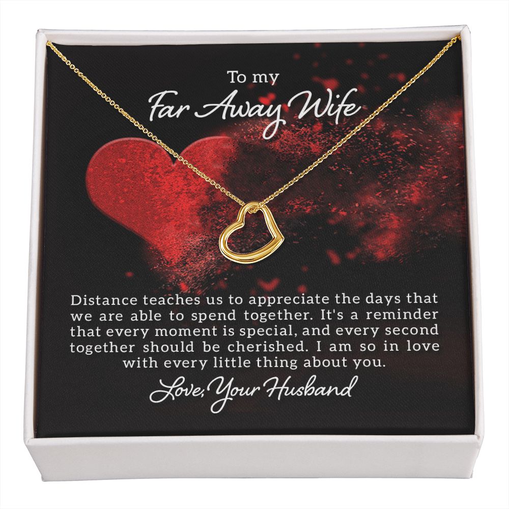 To My Wife Distance Teaches Us Delicate Heart Necklace-Express Your Love Gifts