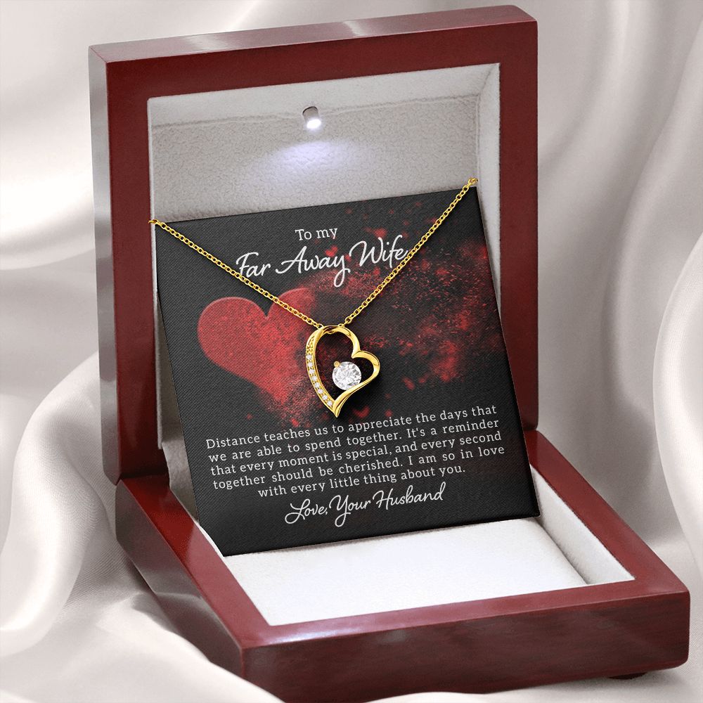 To My Wife Distance Teaches Us Forever Necklace w Message Card-Express Your Love Gifts