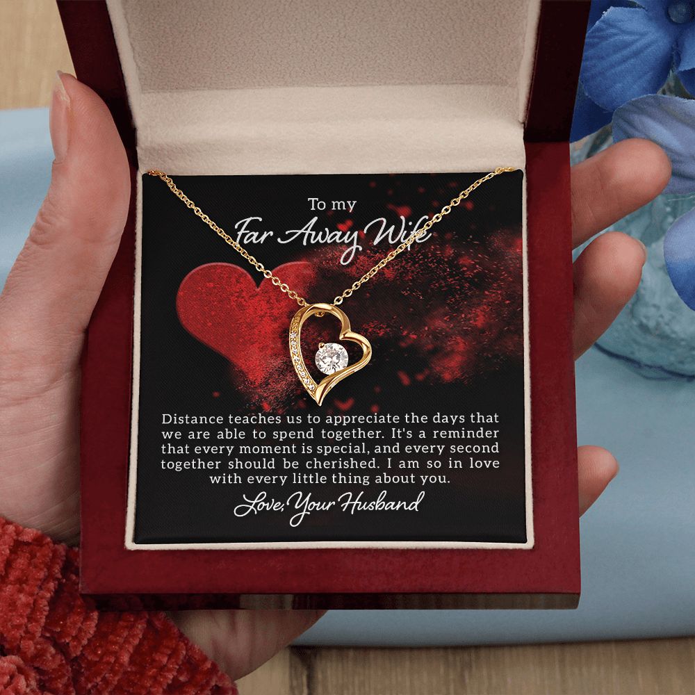 To My Wife Distance Teaches Us Forever Necklace w Message Card-Express Your Love Gifts