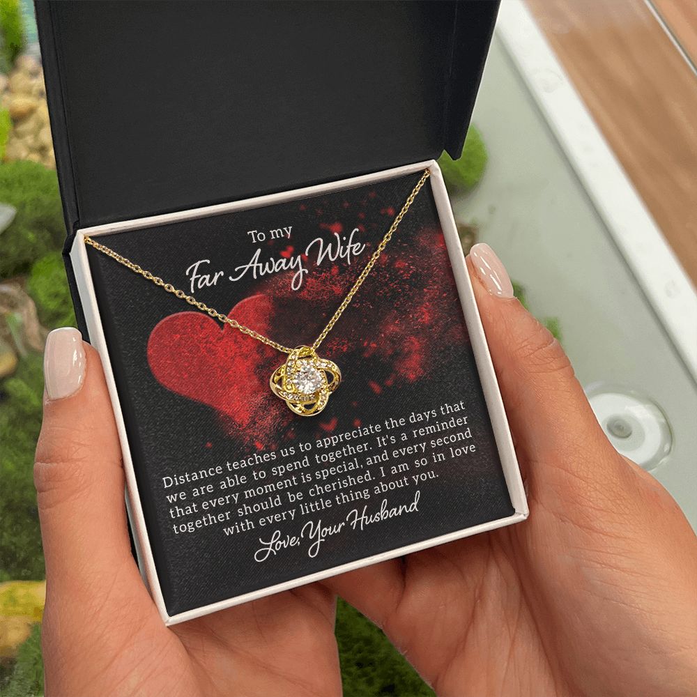 To My Wife Distance Teaches Us Infinity Knot Necklace Message Card-Express Your Love Gifts