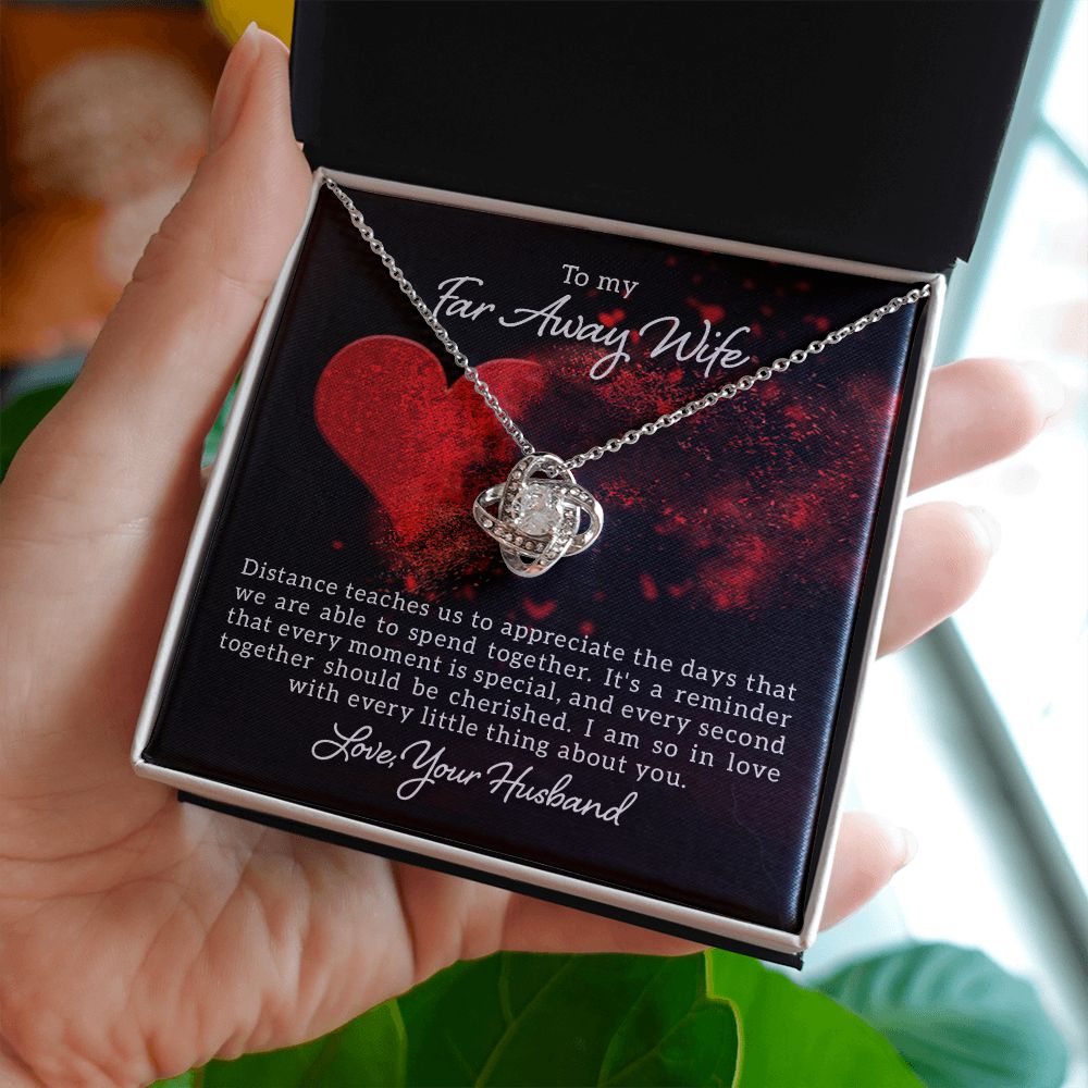 To My Wife Distance Teaches Us Infinity Knot Necklace Message Card-Express Your Love Gifts