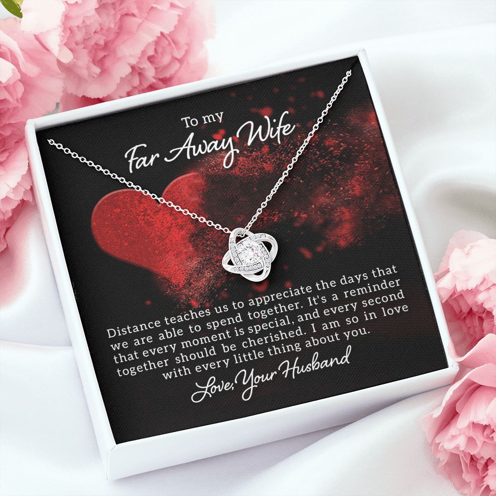 To My Wife Distance Teaches Us Infinity Knot Necklace Message Card-Express Your Love Gifts