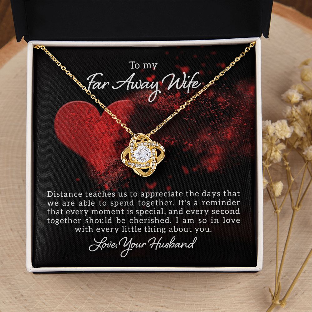 To My Wife Distance Teaches Us Infinity Knot Necklace Message Card-Express Your Love Gifts