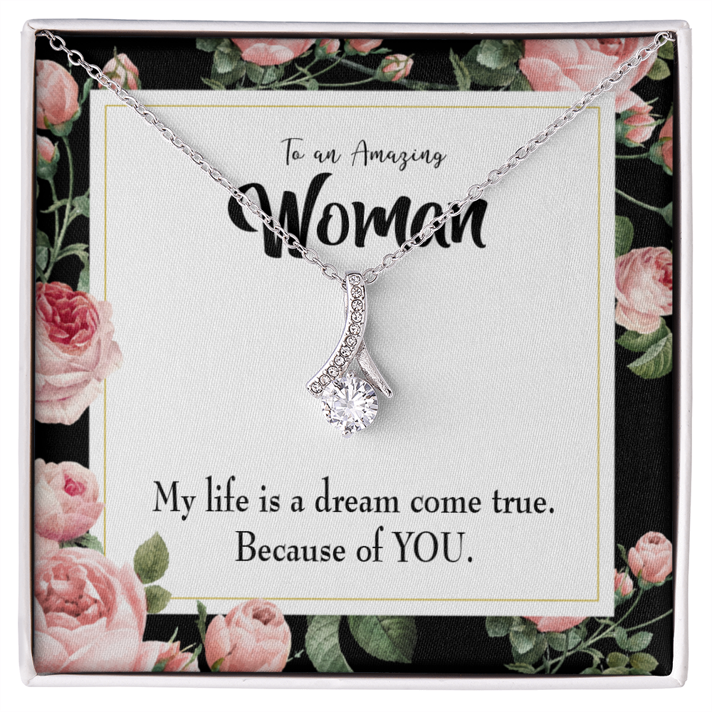 To My Wife Dream Come True Alluring Ribbon Necklace Message Card-Express Your Love Gifts