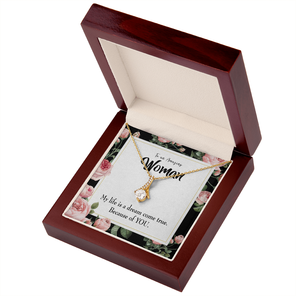 To My Wife Dream Come True Alluring Ribbon Necklace Message Card-Express Your Love Gifts