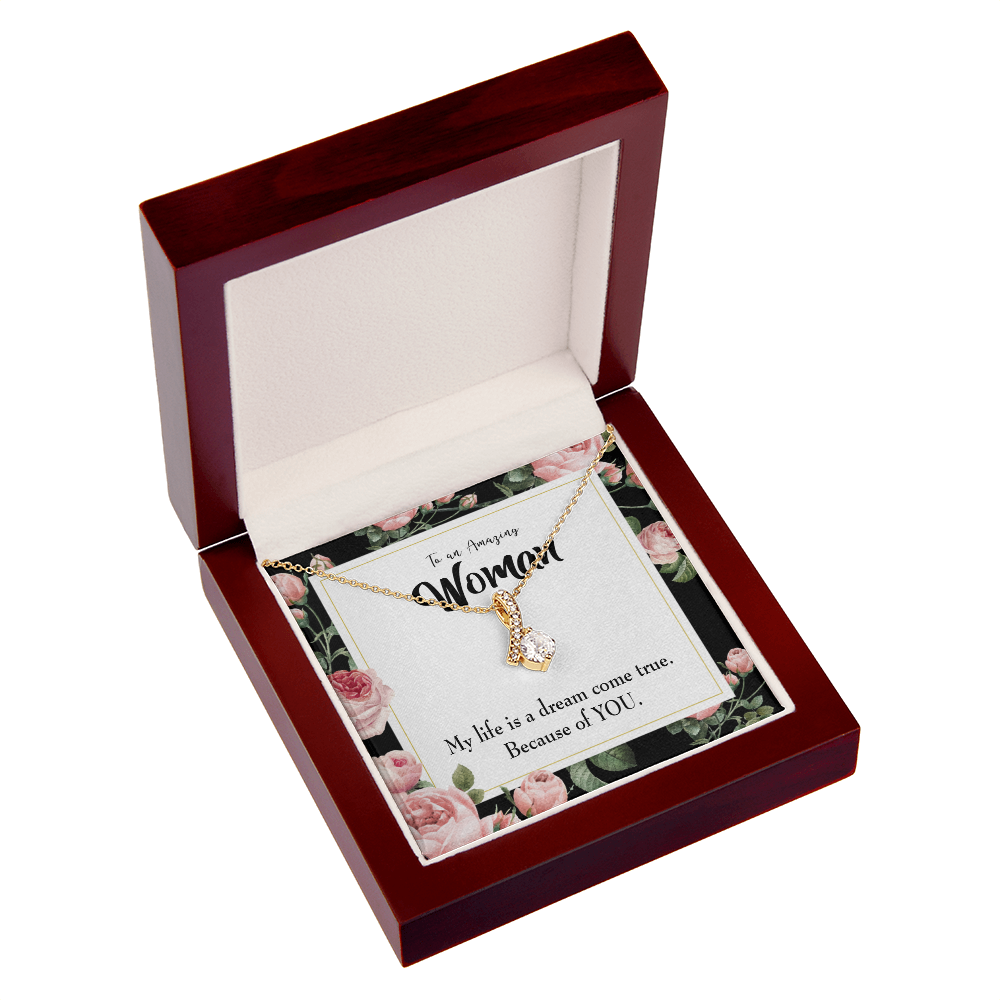 To My Wife Dream Come True Alluring Ribbon Necklace Message Card-Express Your Love Gifts