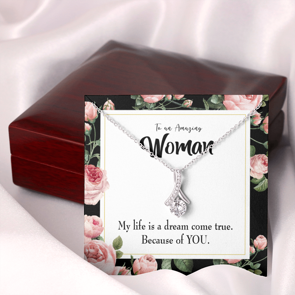 To My Wife Dream Come True Alluring Ribbon Necklace Message Card-Express Your Love Gifts