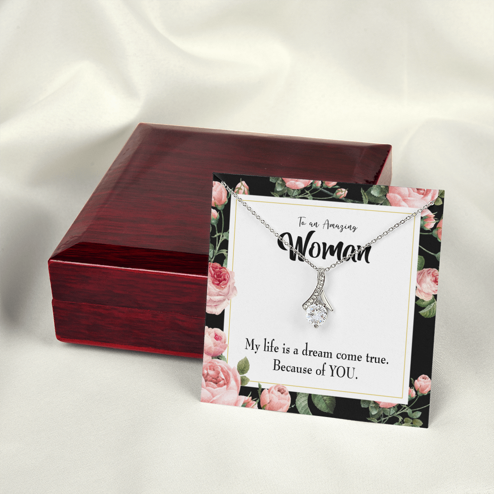 To My Wife Dream Come True Alluring Ribbon Necklace Message Card-Express Your Love Gifts