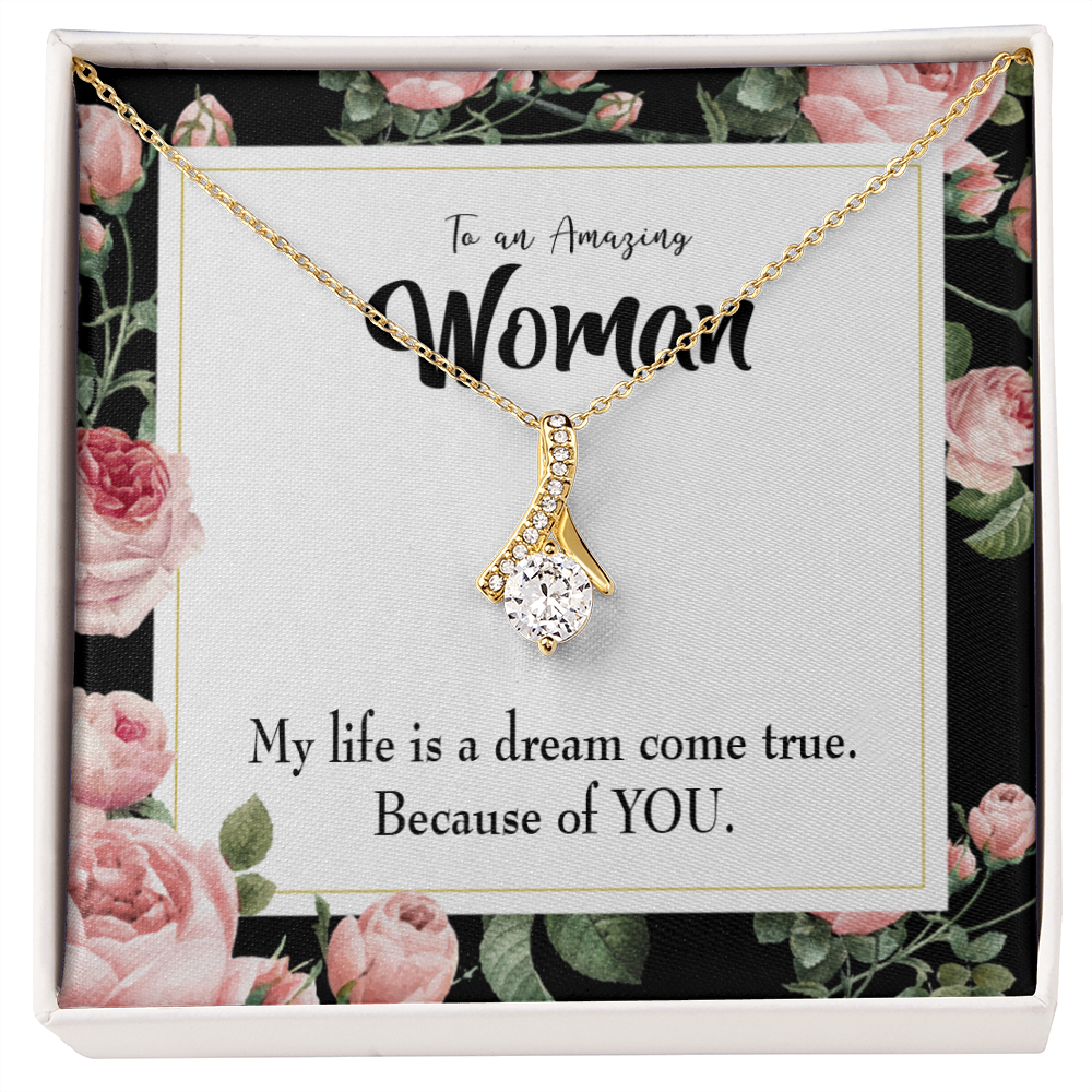 To My Wife Dream Come True Alluring Ribbon Necklace Message Card-Express Your Love Gifts