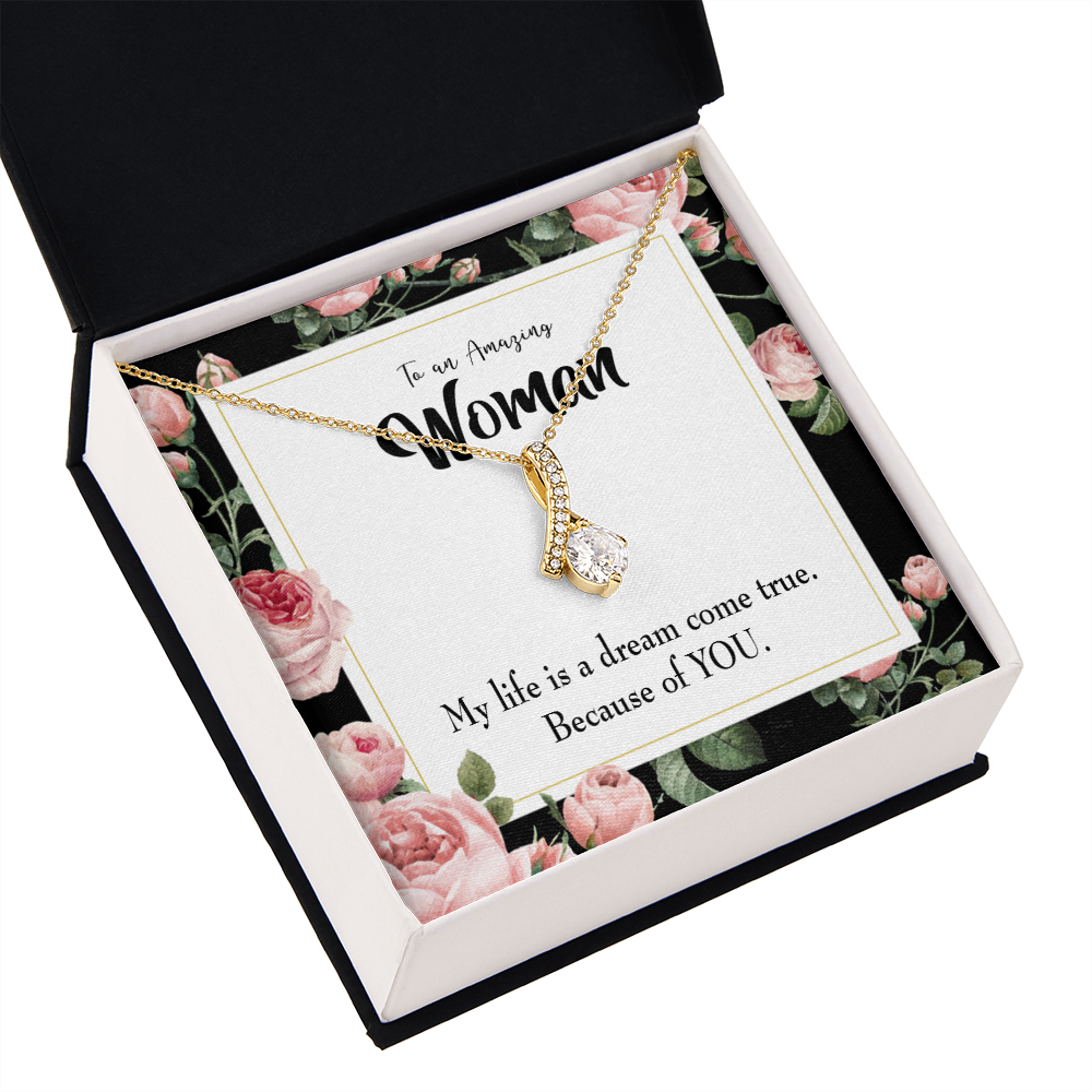 To My Wife Dream Come True Alluring Ribbon Necklace Message Card-Express Your Love Gifts