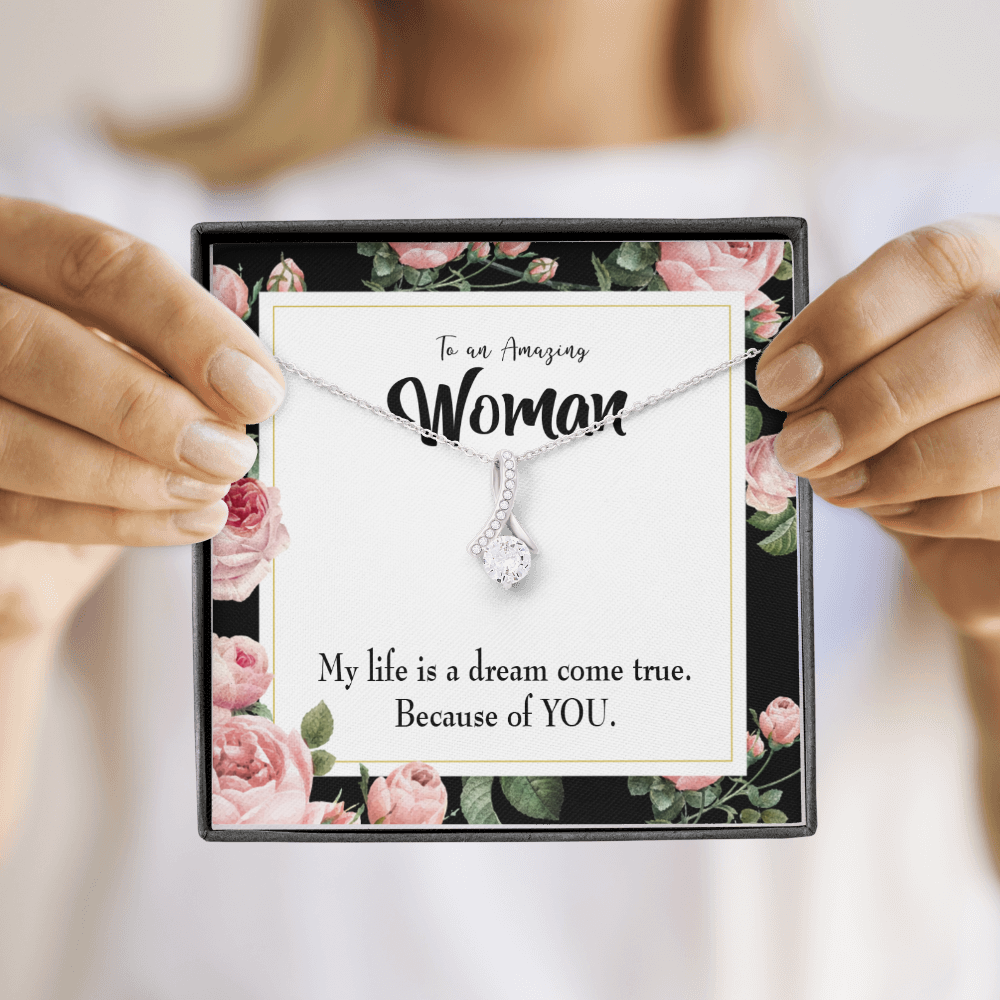 To My Wife Dream Come True Alluring Ribbon Necklace Message Card-Express Your Love Gifts