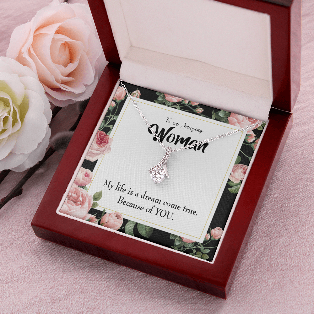 To My Wife Dream Come True Alluring Ribbon Necklace Message Card-Express Your Love Gifts