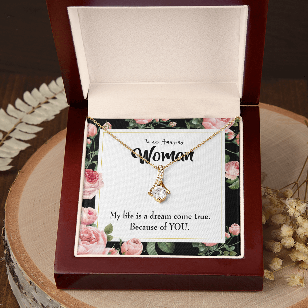 To My Wife Dream Come True Alluring Ribbon Necklace Message Card-Express Your Love Gifts