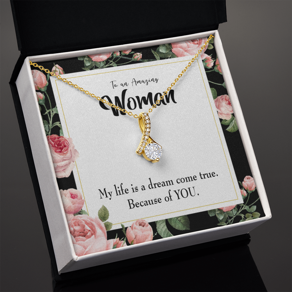 To My Wife Dream Come True Alluring Ribbon Necklace Message Card-Express Your Love Gifts