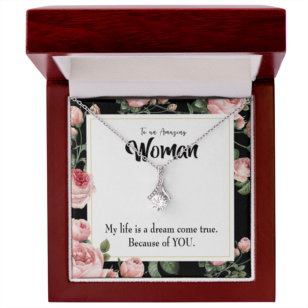 To My Wife Dream Come True Alluring Ribbon Necklace Message Card-Express Your Love Gifts