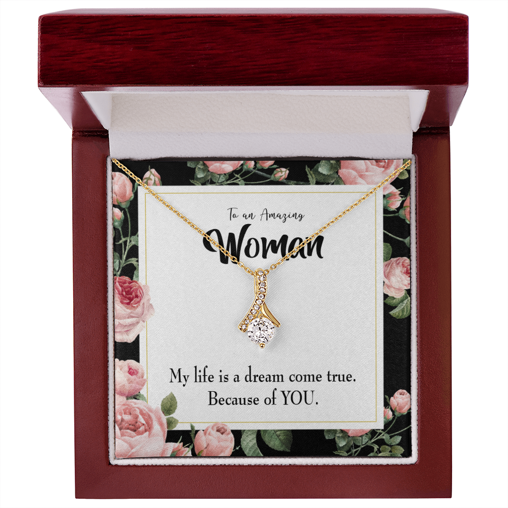 To My Wife Dream Come True Alluring Ribbon Necklace Message Card-Express Your Love Gifts