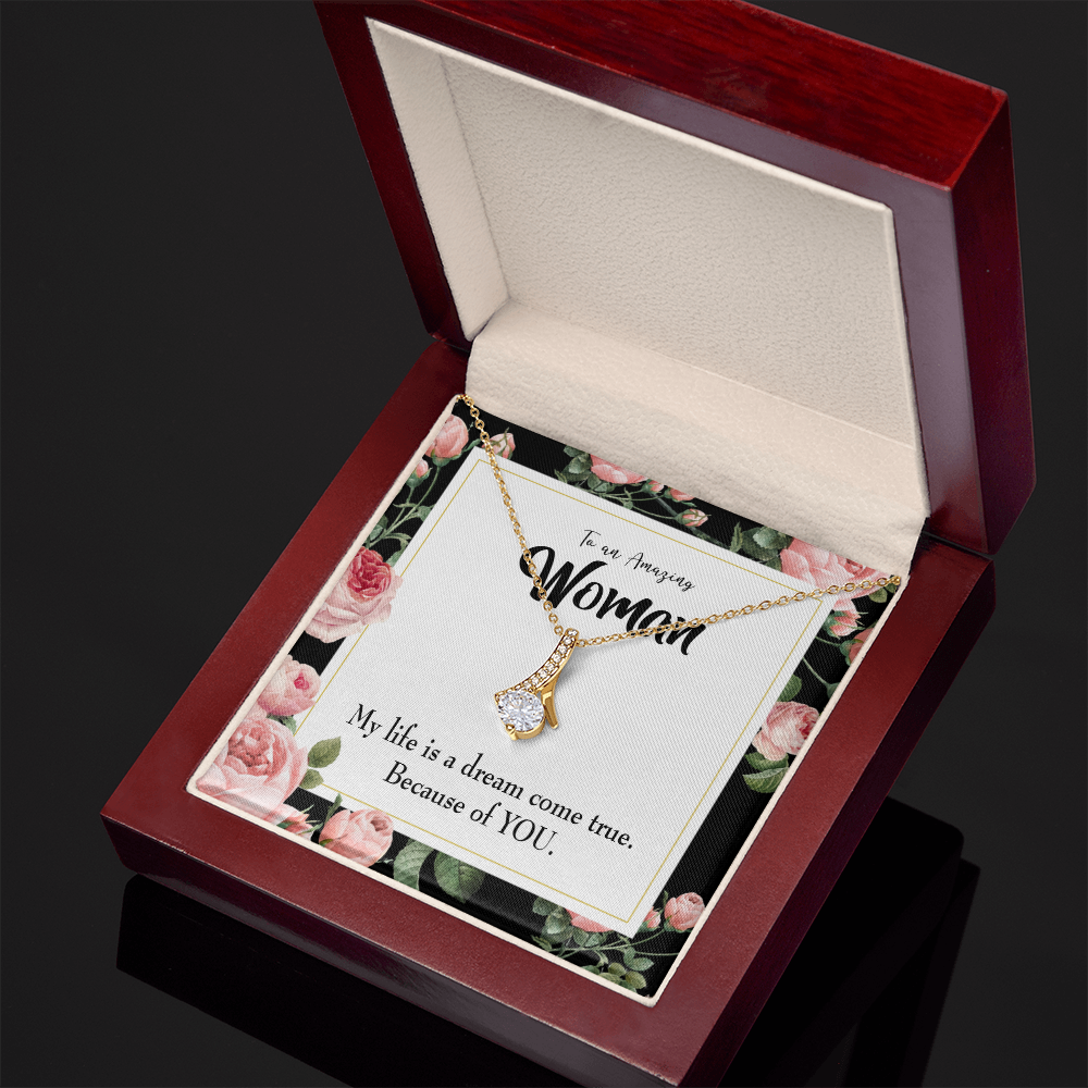 To My Wife Dream Come True Alluring Ribbon Necklace Message Card-Express Your Love Gifts