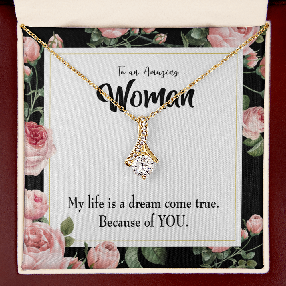 To My Wife Dream Come True Alluring Ribbon Necklace Message Card-Express Your Love Gifts