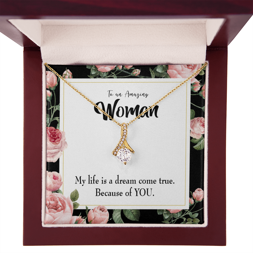 To My Wife Dream Come True Alluring Ribbon Necklace Message Card-Express Your Love Gifts