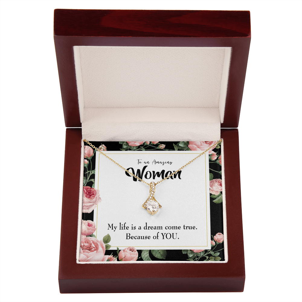 To My Wife Dream Come True Alluring Ribbon Necklace Message Card-Express Your Love Gifts