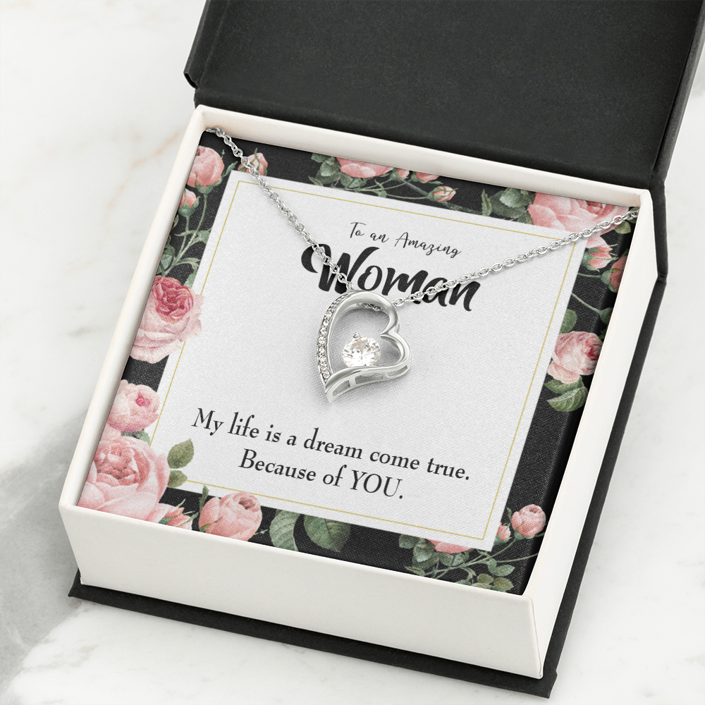 To My Wife Dream Come True Forever Necklace w Message Card-Express Your Love Gifts