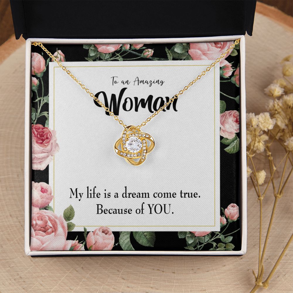 To My Wife Dream Come True Infinity Knot Necklace Message Card-Express Your Love Gifts