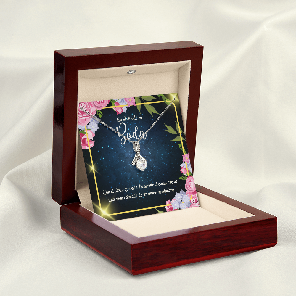 To My Wife En el día de su Boda Alluring Ribbon Necklace Message Card-Express Your Love Gifts