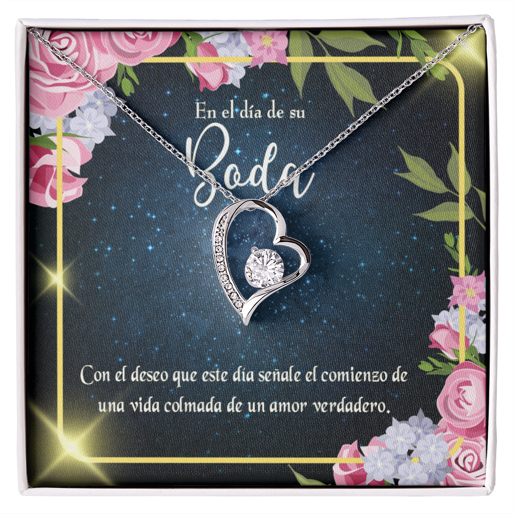 To My Wife En el día de su Boda Forever Necklace w Message Card-Express Your Love Gifts