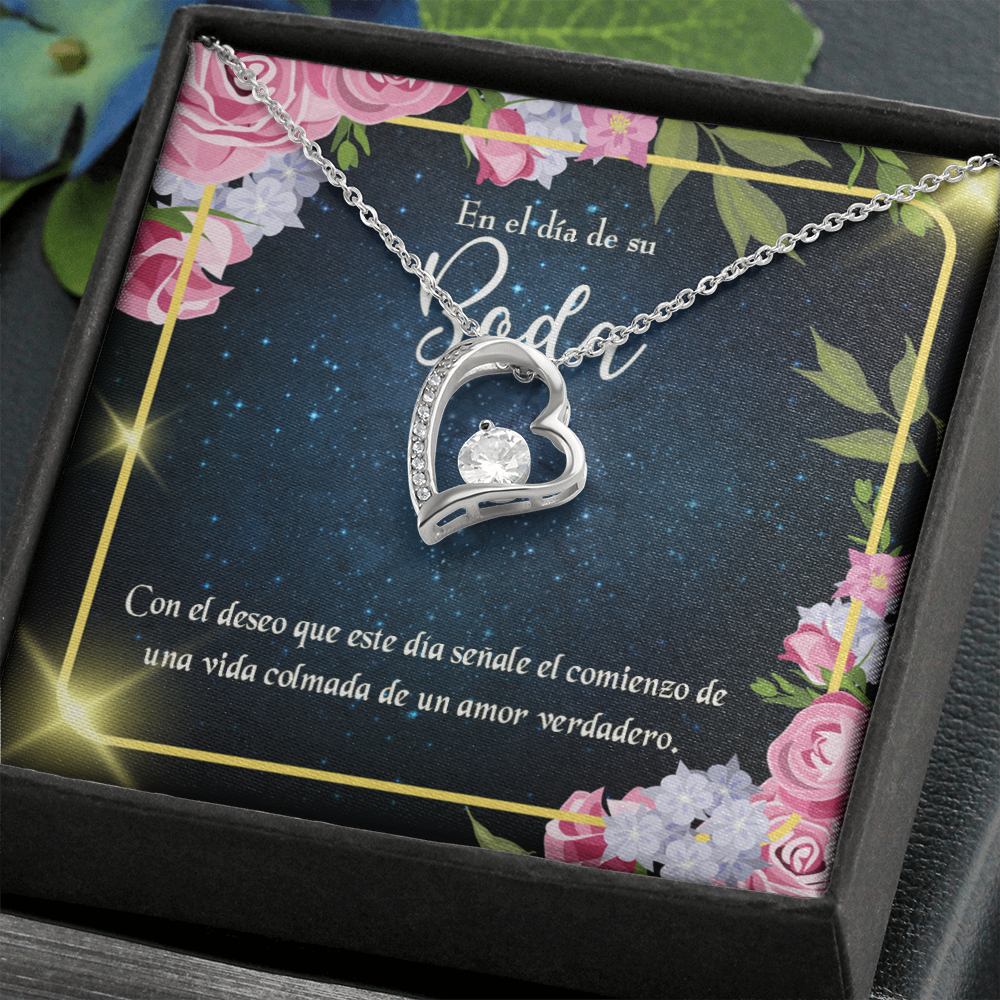 To My Wife En el día de su Boda Forever Necklace w Message Card-Express Your Love Gifts