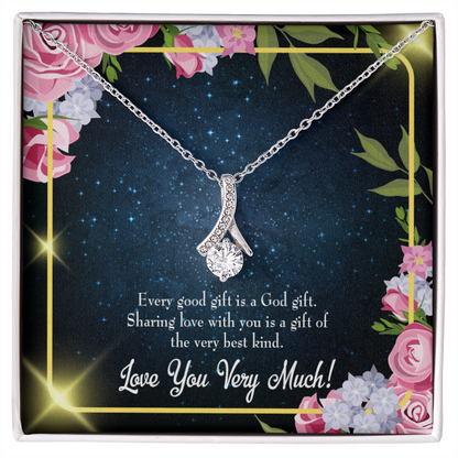 To My Wife Every Good Gift Alluring Ribbon Necklace Message Card-Express Your Love Gifts