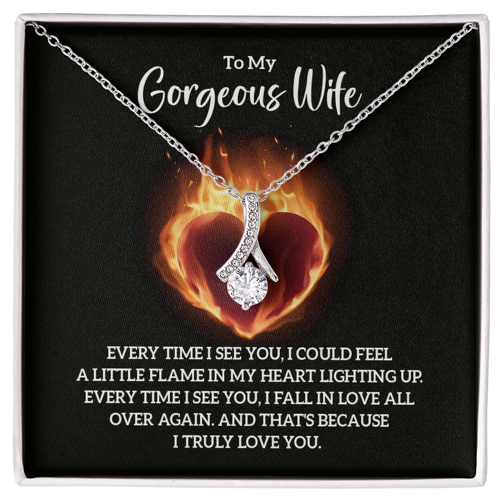 To My Wife Every Time I See You Alluring Ribbon Necklace Message Card-Express Your Love Gifts