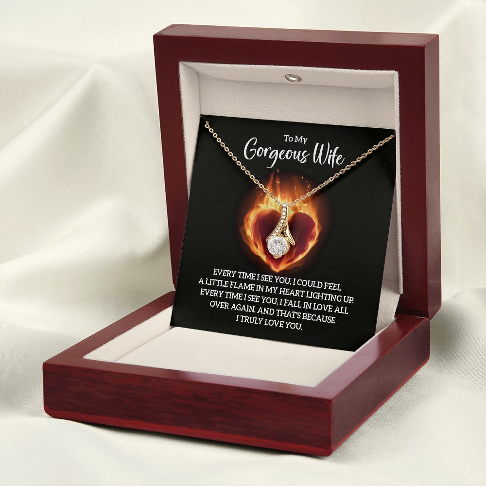 To My Wife Every Time I See You Alluring Ribbon Necklace Message Card-Express Your Love Gifts