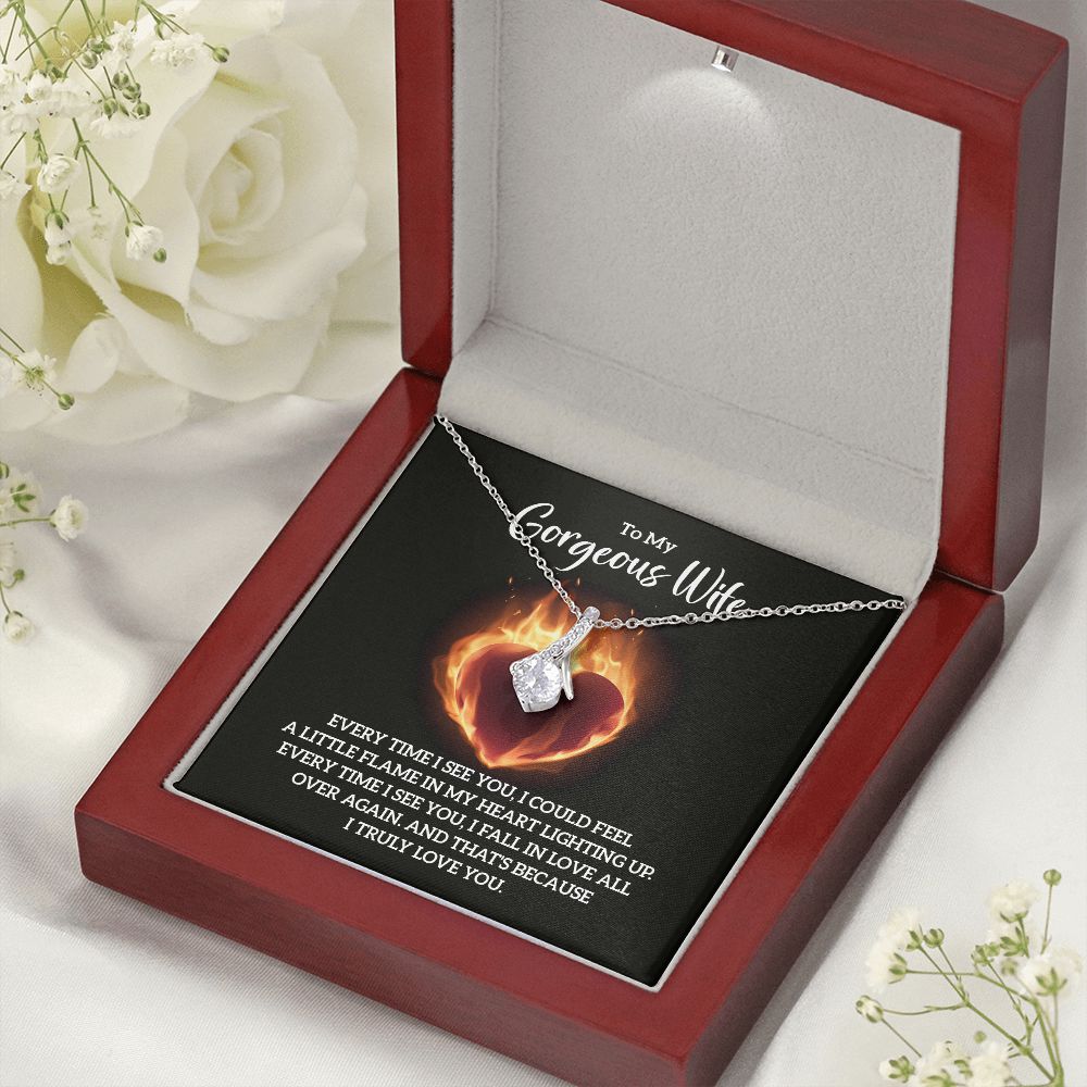 To My Wife Every Time I See You Alluring Ribbon Necklace Message Card-Express Your Love Gifts