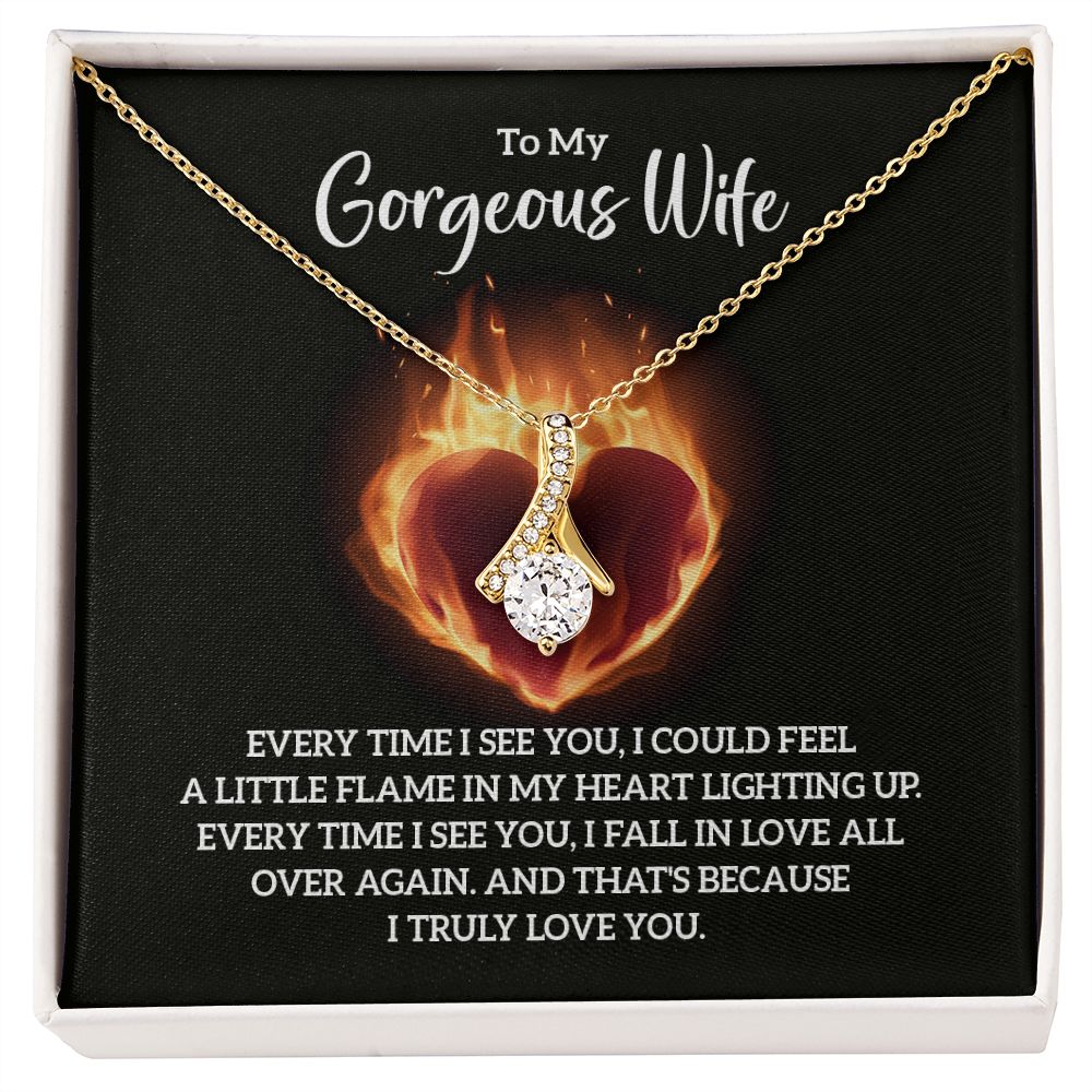 To My Wife Every Time I See You Alluring Ribbon Necklace Message Card-Express Your Love Gifts