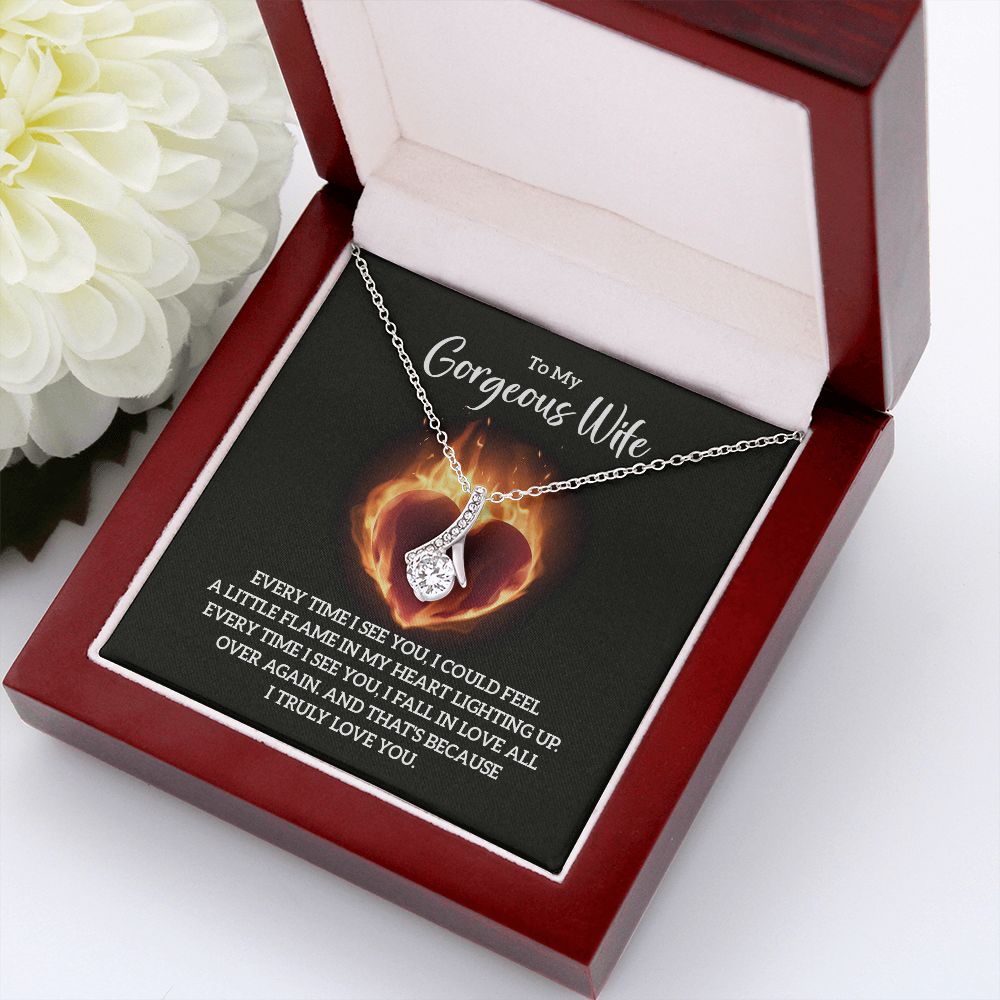 To My Wife Every Time I See You Alluring Ribbon Necklace Message Card-Express Your Love Gifts