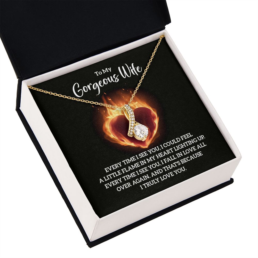 To My Wife Every Time I See You Alluring Ribbon Necklace Message Card-Express Your Love Gifts