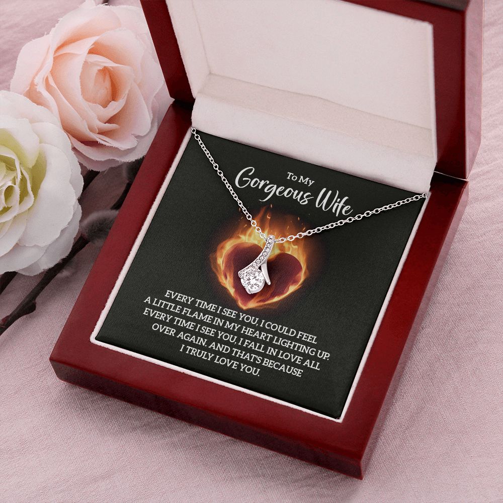 To My Wife Every Time I See You Alluring Ribbon Necklace Message Card-Express Your Love Gifts