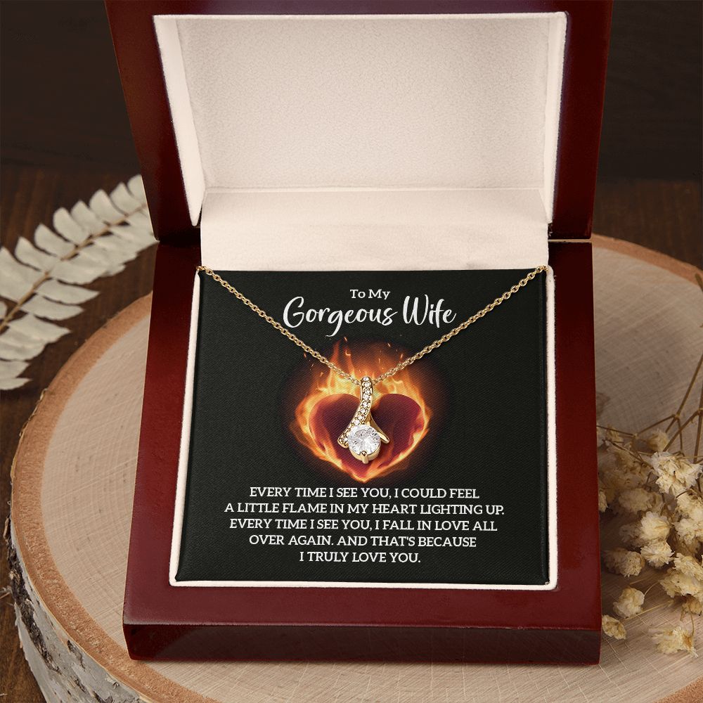 To My Wife Every Time I See You Alluring Ribbon Necklace Message Card-Express Your Love Gifts