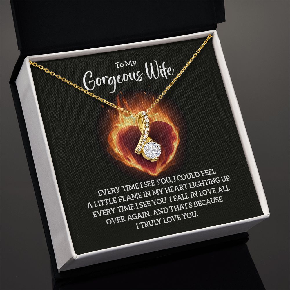 To My Wife Every Time I See You Alluring Ribbon Necklace Message Card-Express Your Love Gifts