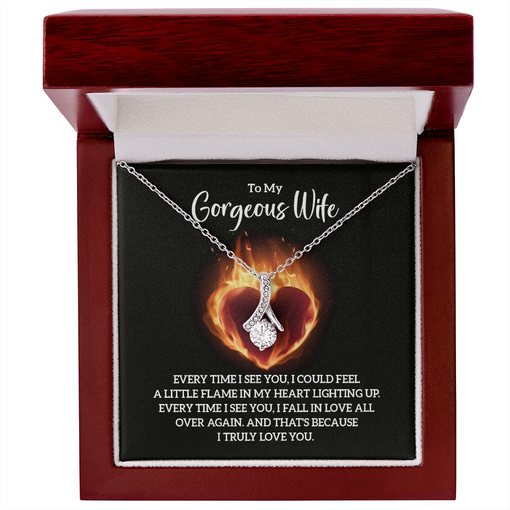 To My Wife Every Time I See You Alluring Ribbon Necklace Message Card-Express Your Love Gifts