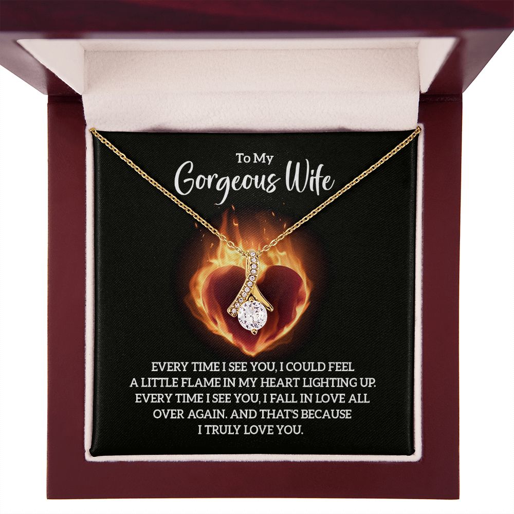 To My Wife Every Time I See You Alluring Ribbon Necklace Message Card-Express Your Love Gifts