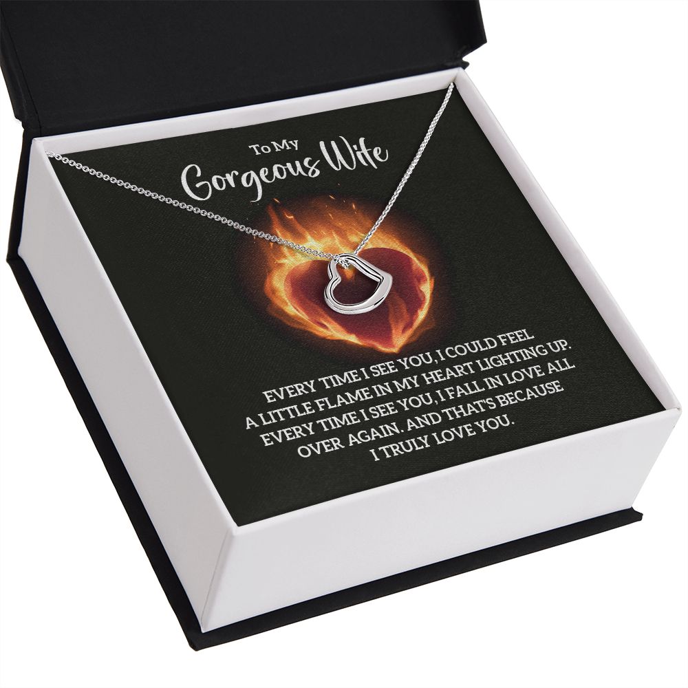To My Wife Every Time I See You Delicate Heart Necklace-Express Your Love Gifts