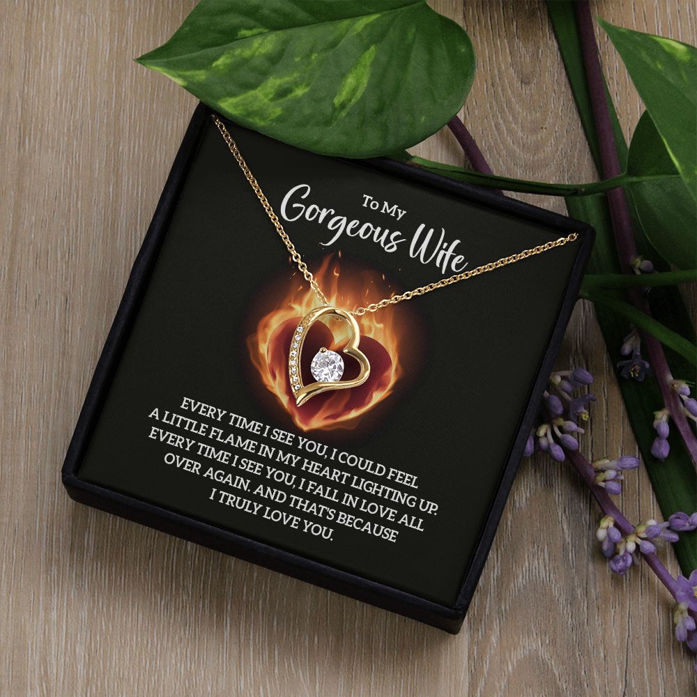 To My Wife Every Time I See You Forever Necklace w Message Card-Express Your Love Gifts