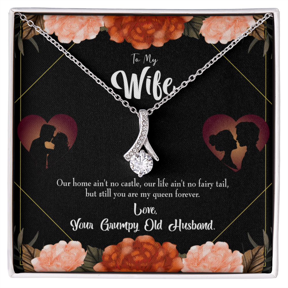 To My Wife Fairytale Life Alluring Ribbon Necklace Message Card-Express Your Love Gifts