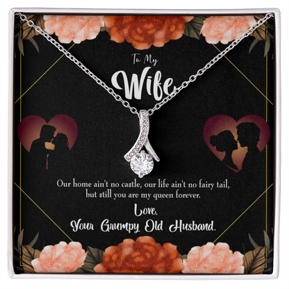 To My Wife Fairytale Life Alluring Ribbon Necklace Message Card-Express Your Love Gifts