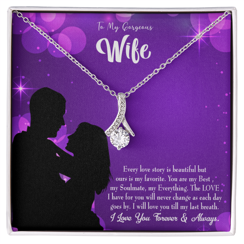 To My Wife Favorite Story Alluring Ribbon Necklace Message Card-Express Your Love Gifts