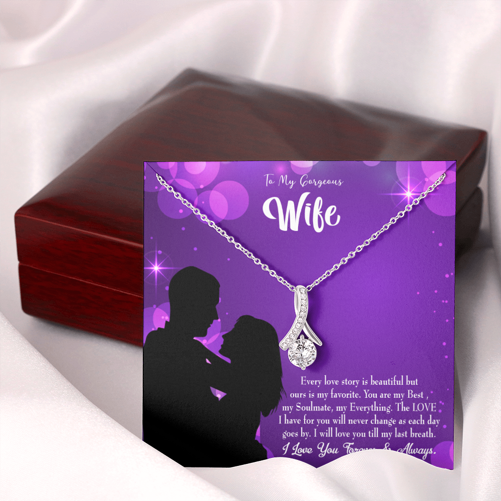 To My Wife Favorite Story Alluring Ribbon Necklace Message Card-Express Your Love Gifts